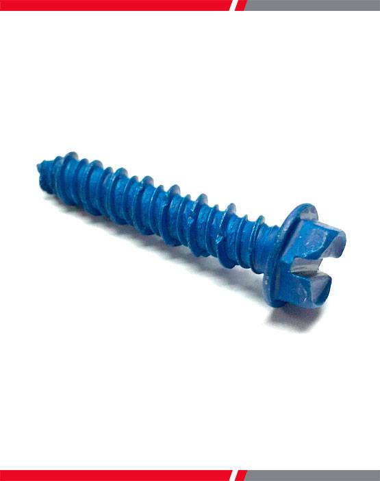 Bag Of 100 1//4” X 2-1//4” Inch Long Slotted Hex Washer Head Masonry Screw Blue